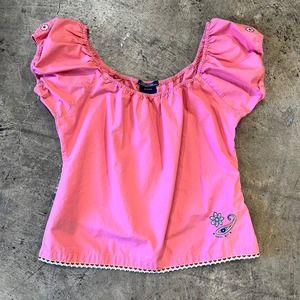 Vintage Y2K Tommy Girl Pink Off-Shoulder Top Size XL